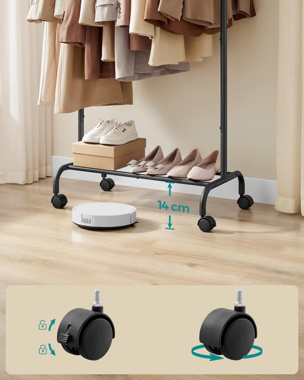 Kleiderwagen Schawrz B: 83 cm - Schwarz, Basics, Kunststoff/Metall (83/156/40cm)