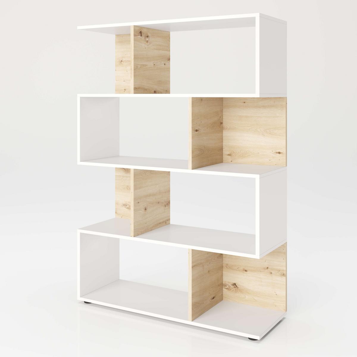 Regal Shelfy B: 103 Cm Weiß/eiche Artisan Dekor - Weiß/Eiche Artisan, MODERN, Holzwerkstoff (103/146/36cm) - MID.YOU