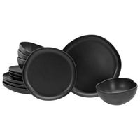 Jedálenský servis 12-dielny - čierna, Basics, keramika (42/39/36cm) - Creatable