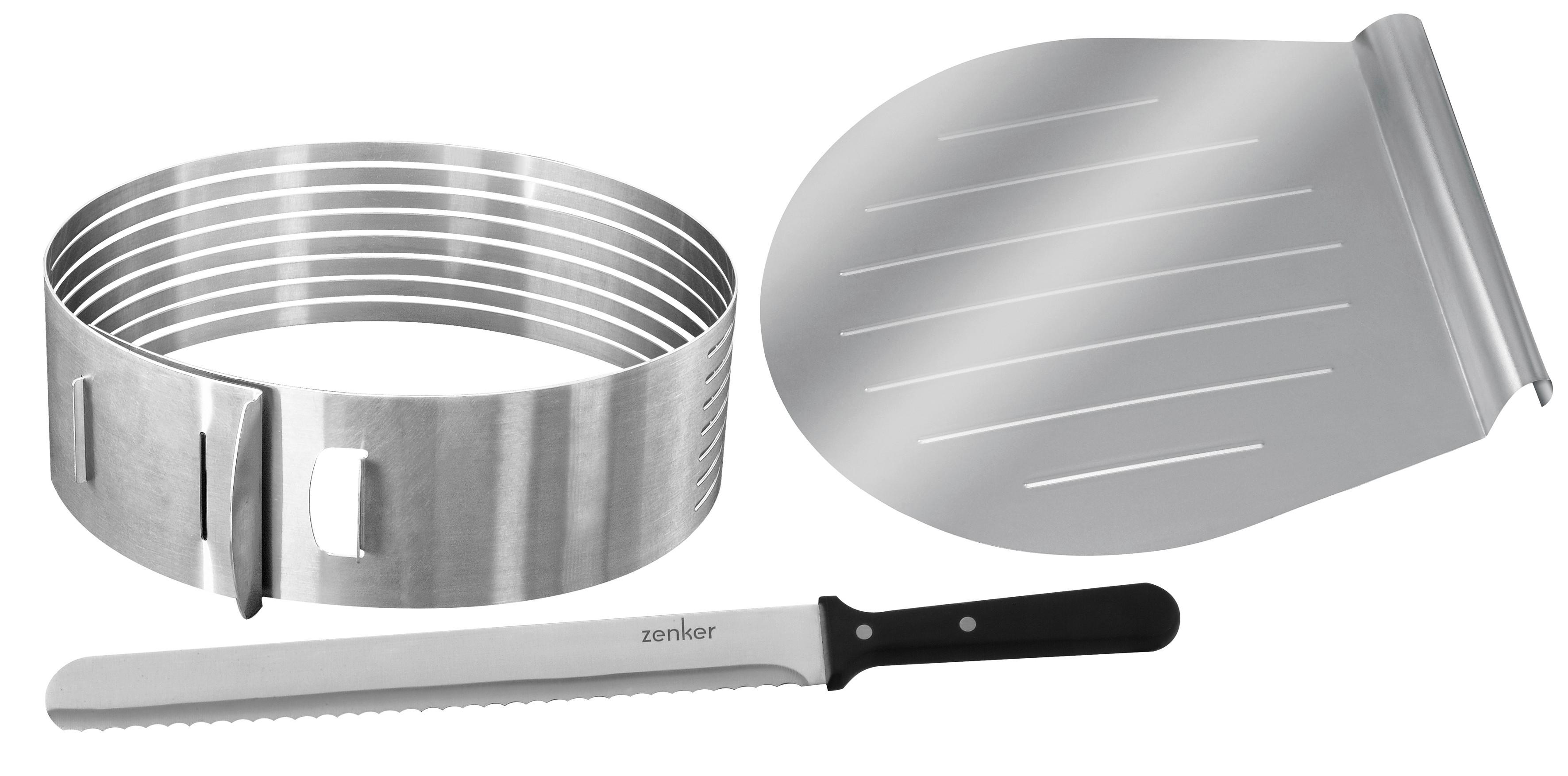 Kuchenset Rund L/B/H: ca. 35/28,5/11 cm - Silberfarben/Schwarz, Kunststoff/Metall (35/28,5/11cm) - Zenker