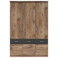 Drehtürenschrank 136 Cm Brando Eiche Dekor/graphitfarben - Eichefarben/Graphitfarben, KONVENTIONELL, Holzwerkstoff (136/199/58cm)