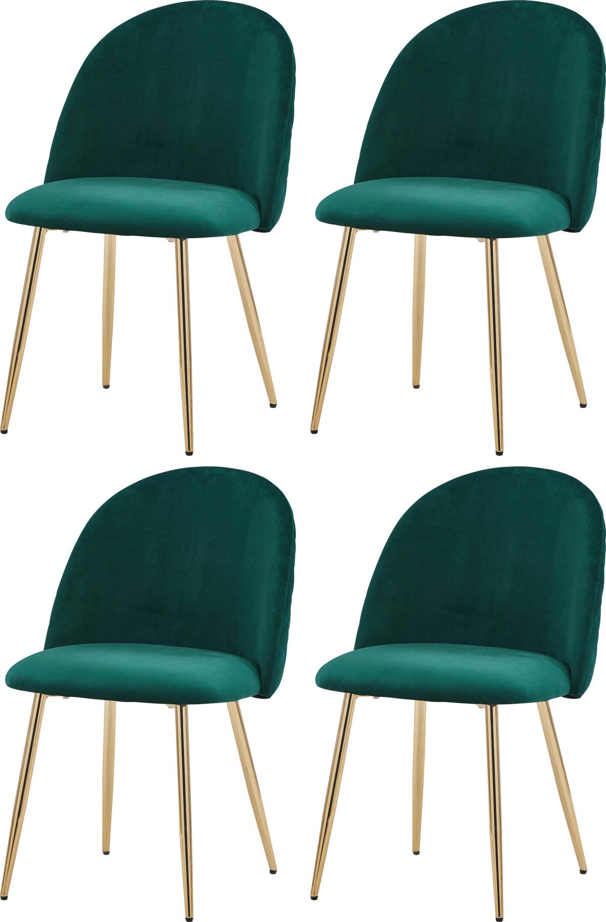 Polsterstuhl Artdeco Grün, Beine Gold - Goldfarben/Grün, MODERN, Textil/Metall (51/79/58cm) - MID.YOU