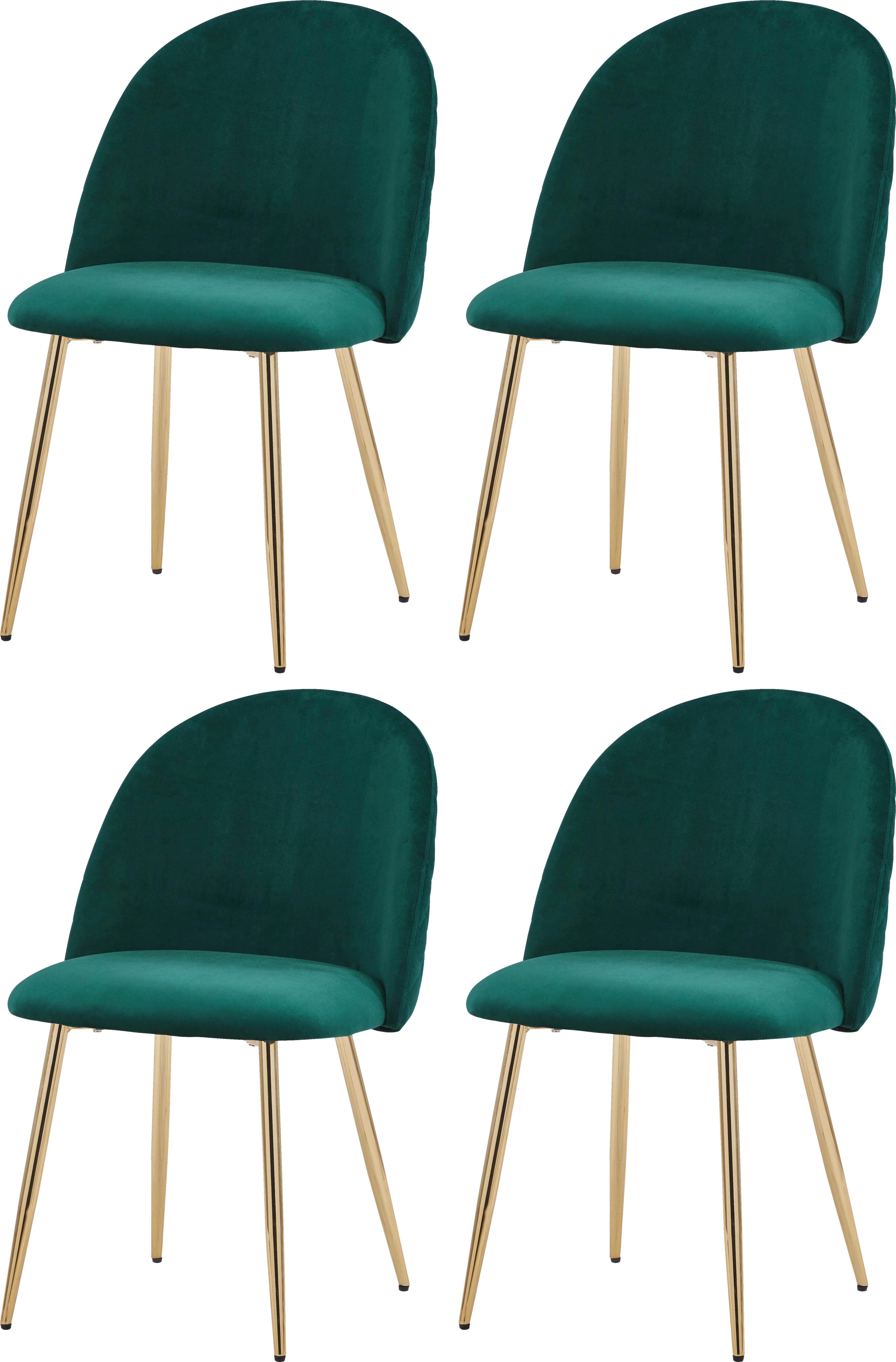 Polsterstuhl Artdeco Grün, Beine Gold
