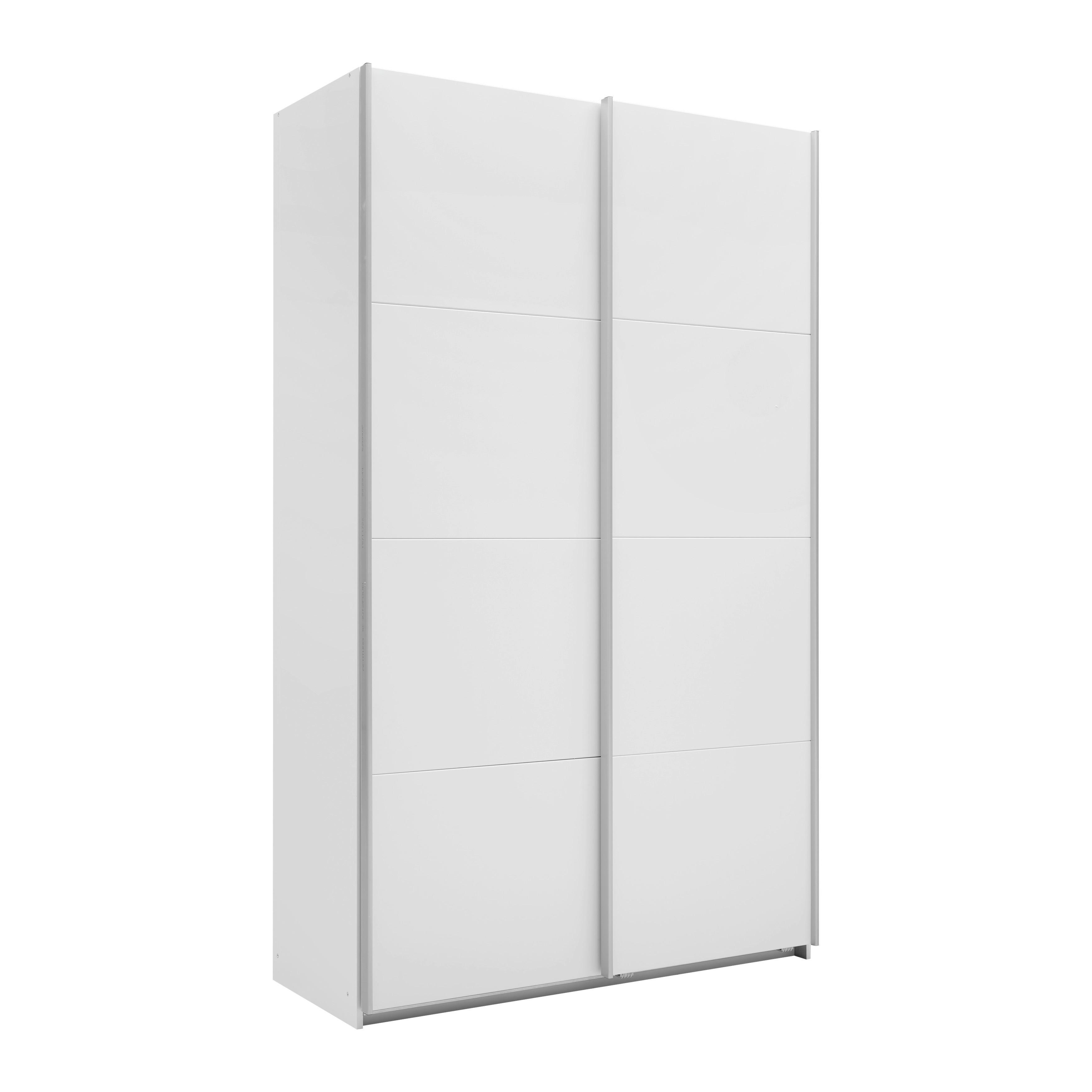 Šatní skříň QUADRA, šírka 136 cm - bílá/barvy hliníku, Konvenční, kov/kompozitní dřevo (136/229/57cm) - Mömax