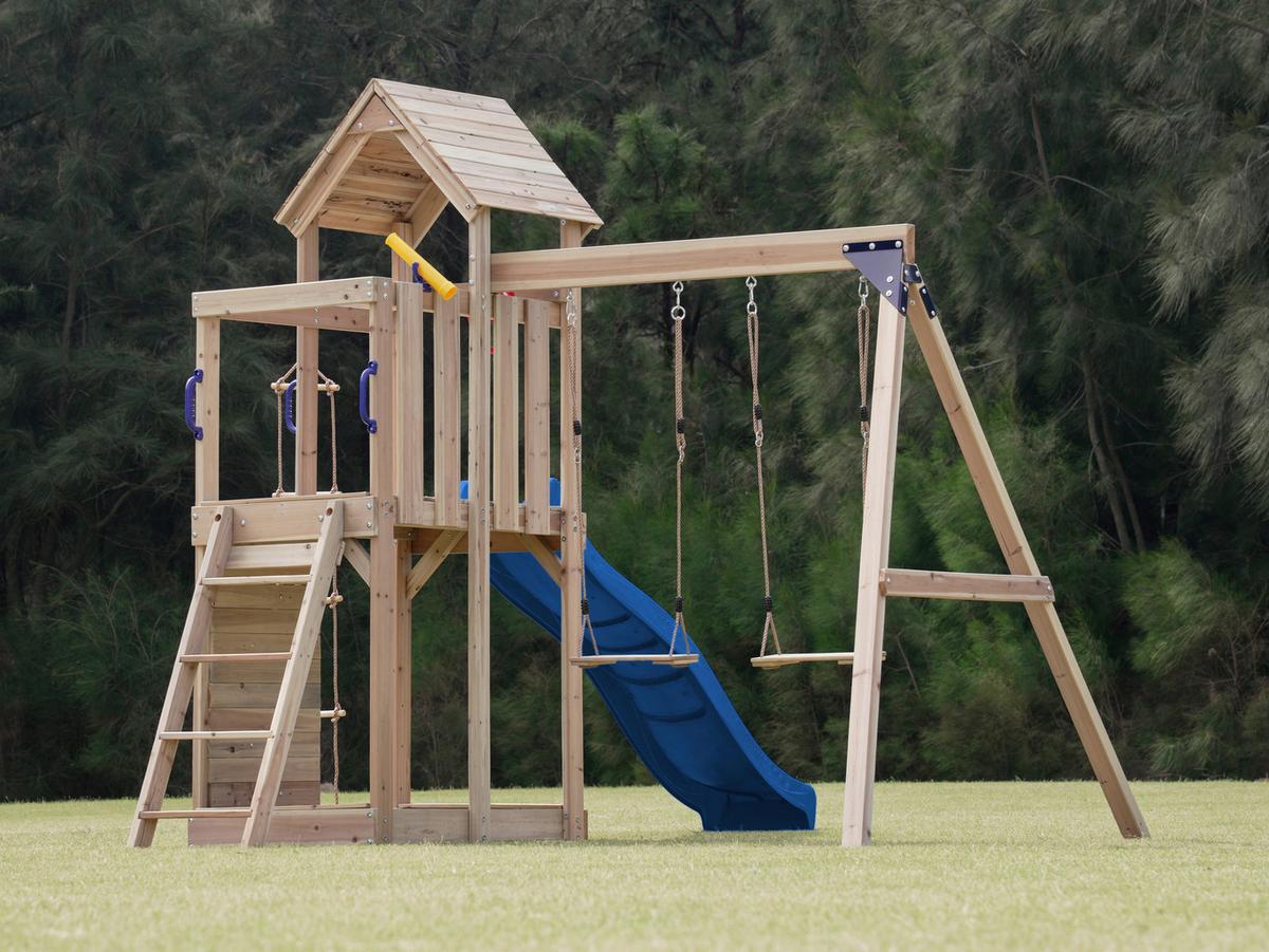 Spielturm A030.500.00 - Blau, KONVENTIONELL, Holz/Kunststoff (342/267/375cm) - Ambia Garden