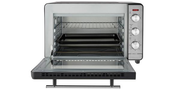 Mini-Backofen Toni Schwarz 1500 W + Backblech, Grillrost - Edelstahlfarben/Schwarz, Basics, Glas/Kunststoff (50,1/34,5/32,6cm) - Bono