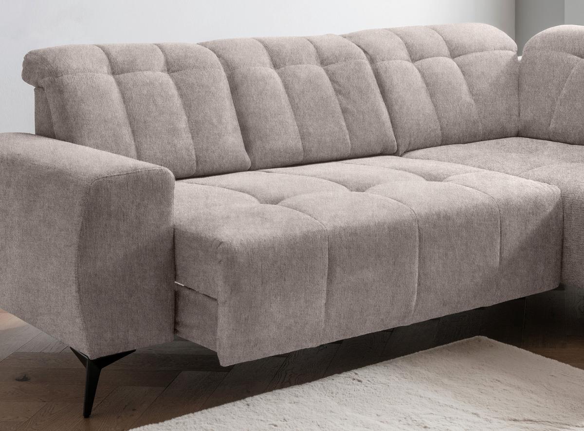 Ecksofa mit USB Anschluss Sano, Taupe, S: 261x200 cm - Taupe/Schwarz, MODERN, Textil (261/200cm) - Livetastic