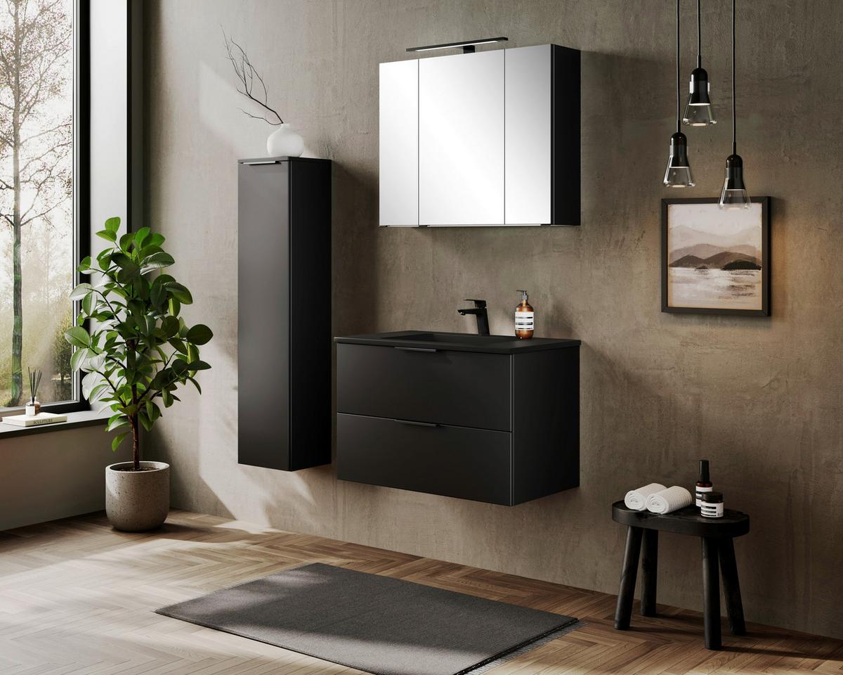 Midischrank Sevilla Schwarz, B: 30 cm - Schwarz, MODERN, Holzwerkstoff (30/130/35cm) - Held