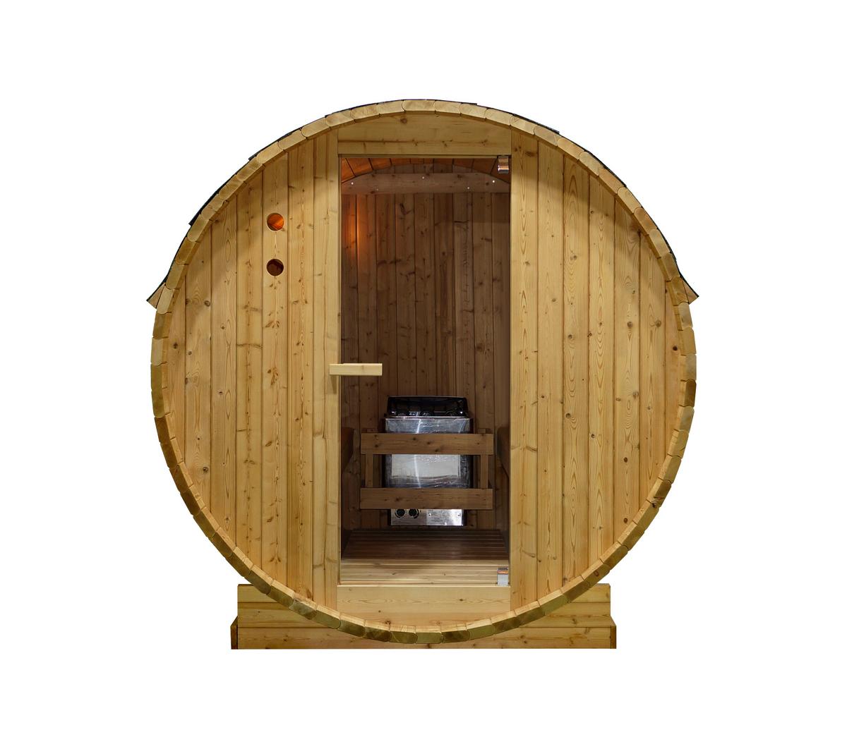 Saunafass Tromsö Fichtefarben B: 220 cm - Fichtefarben, KONVENTIONELL, Glas/Holz (189/220/191,5cm) - Sanotechnik