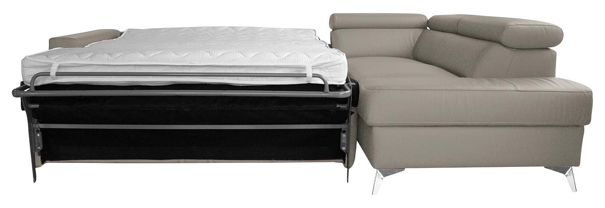 Ecksofa Mondo, Hellgrau S: 286x208 Cm - Chromfarben/Hellgrau, Design, Leder/Textil (286/208cm) - Livetastic