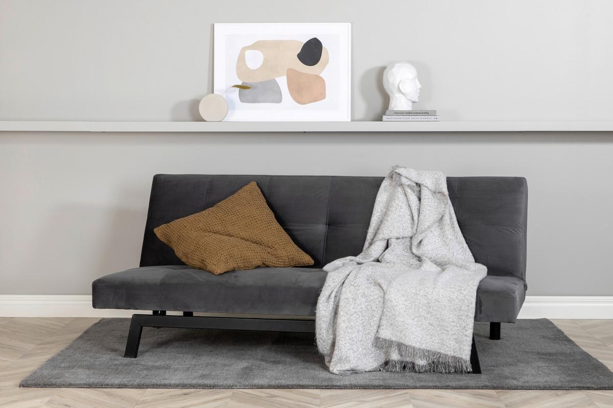 Schlafsofa Bodil - Dunkelgrau, Design, Textil/Metall (180/80/55cm) - Livetastic