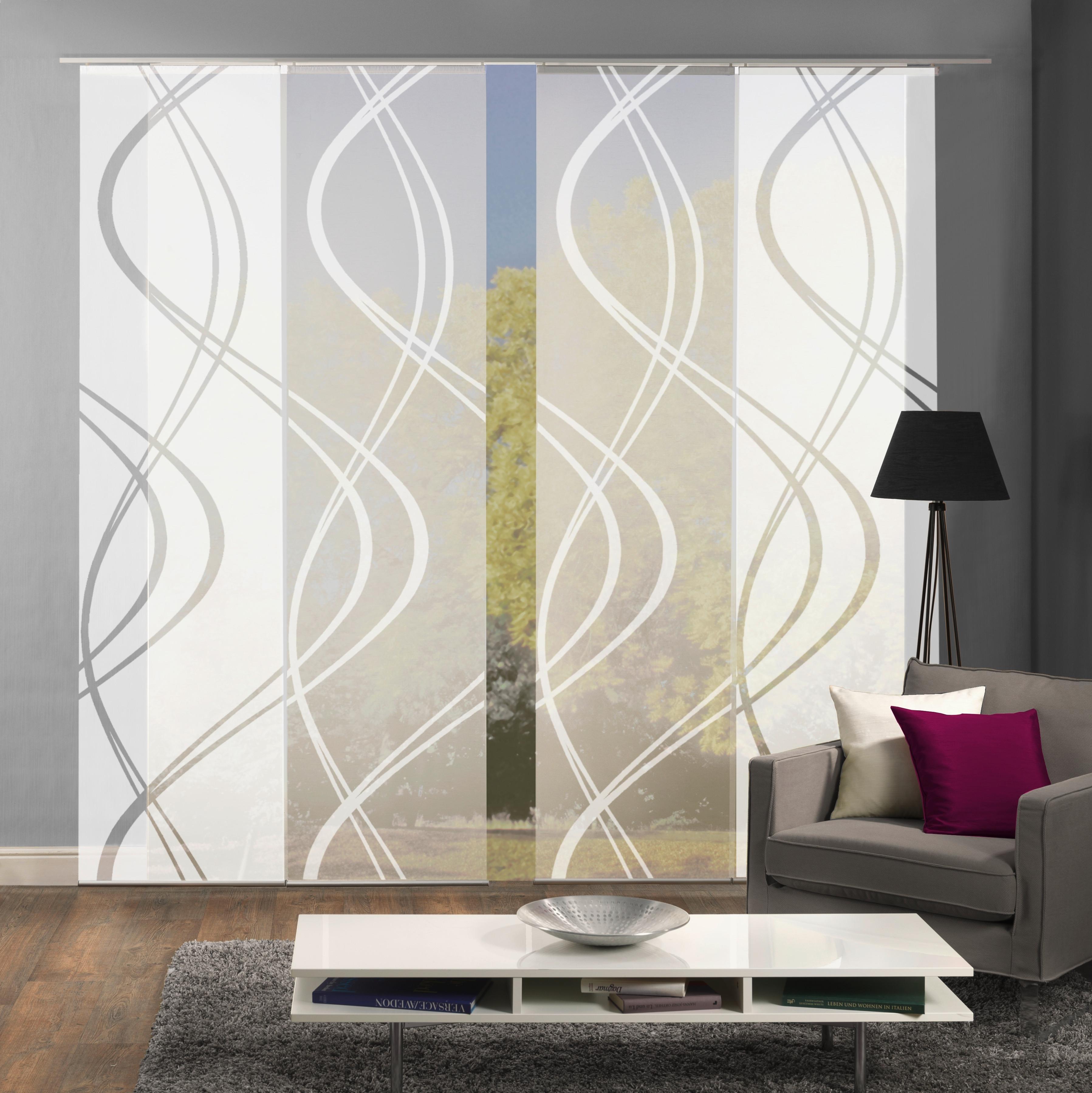 Flächenvorhang 4-Tlg. Tiberio B: 60 cm, Weiß Halbtransparent - Weiß, MODERN, Textil (60/245cm)