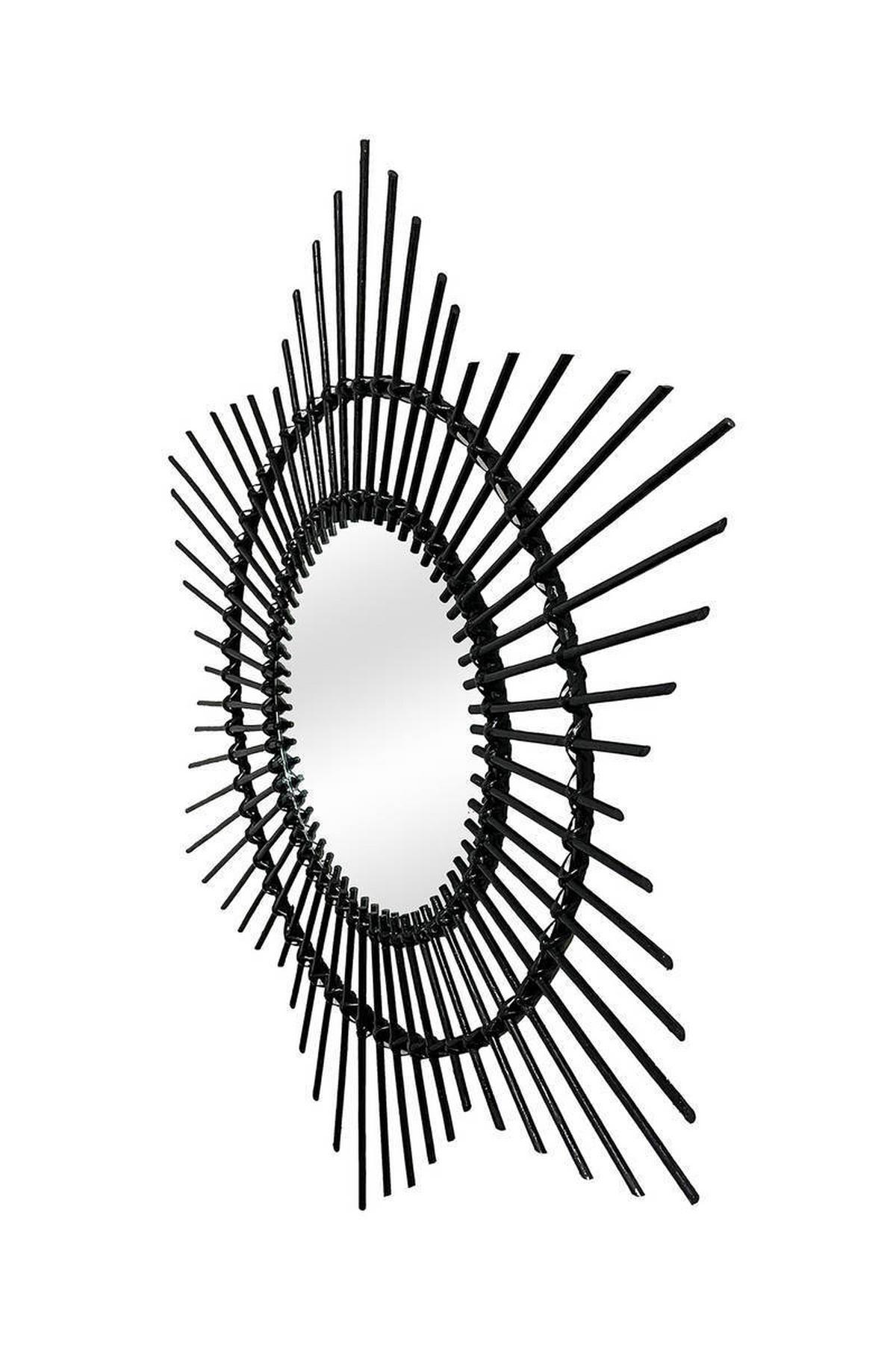 Wandspiegel Aina 52x52 cm Mita Rattan Rahmen - Schwarz, Trend, Glas/Holz (52/52/2cm) - Kayoom