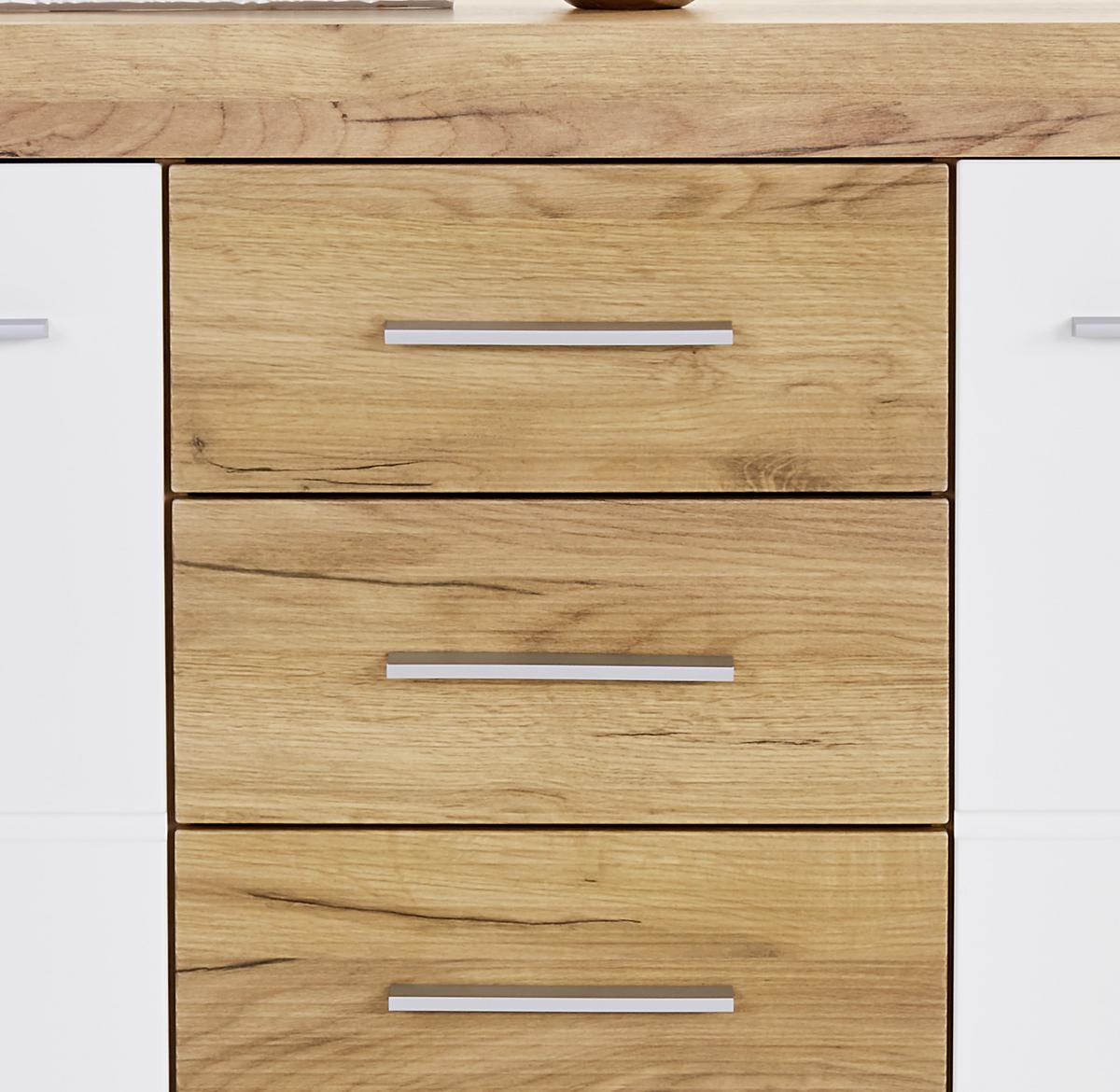 Kommode Xeno, Weiß/Eichefarben BxHxT: 137,5x86x39,9 cm - Eichefarben/Weiß, MODERN, Holzwerkstoff (137,5/86/39,9cm)