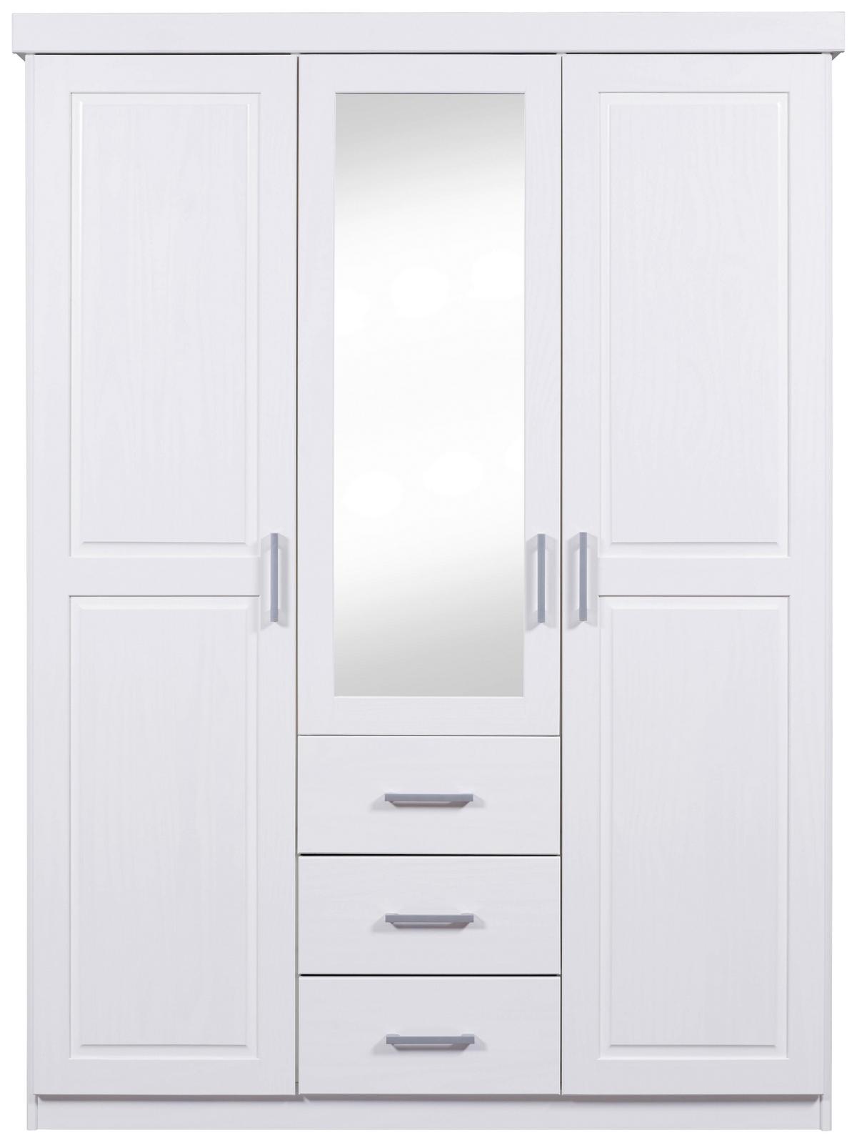 Drehtürenschrank Massiv Mit Spiegel 140 Cm Geraldo Weiß - Weiß, LIFESTYLE, Holz (140/190/55cm) - MID.YOU