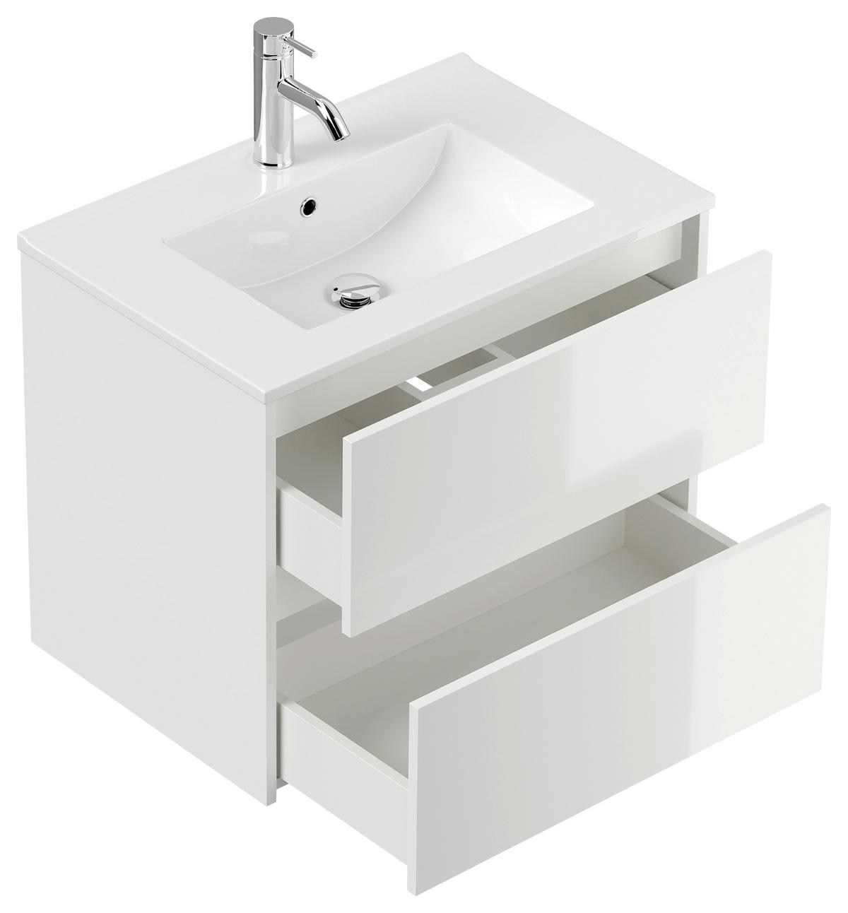 BADEZIMMER Limes, Weiß HG B: 70 cm - Weiß Hochglanz/Weiß, Basics, Keramik/Holzwerkstoff (70cm) - MID.YOU