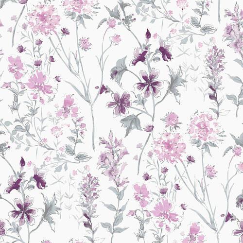 Vliestapete Wild Meadow Pale Iris - Lila, Basics, Papier/Kunststoff (52/1000cm)
