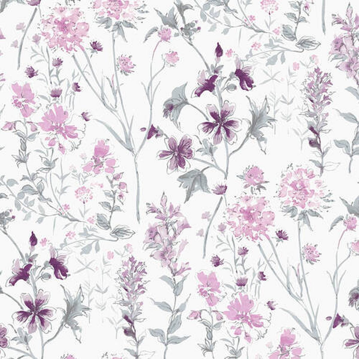 Vliestapete Wild Meadow Pale Iris - Lila, Basics, Papier/Kunststoff (52/1000cm)