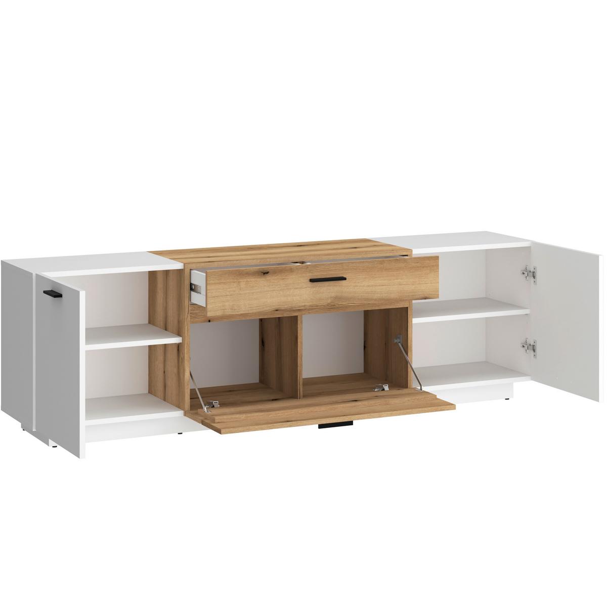 Tv-element Dalano Weiß/eichefarben B: 175,9 Cm - Eichefarben/Schwarz, Trend, Holzwerkstoff (175,9/55,5/41,6cm) - MID.YOU