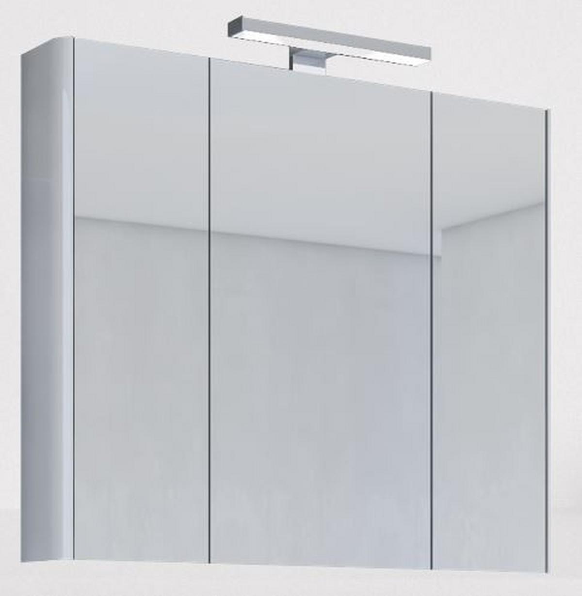 Spiegelschrank Zana Weiß B: 80 Cm - Weiß, MODERN, Glas/Holzwerkstoff (80/74/15cm)