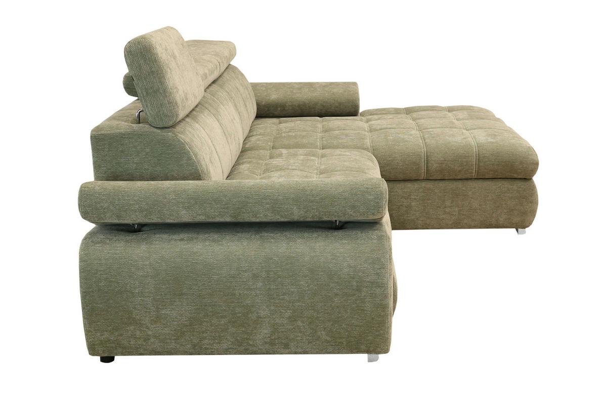 Rohová sedačka VEGAS, pravá, šalviovozelená ženilka - strieborná/šalviovozelená, Design, drevo/textil (294/173cm)