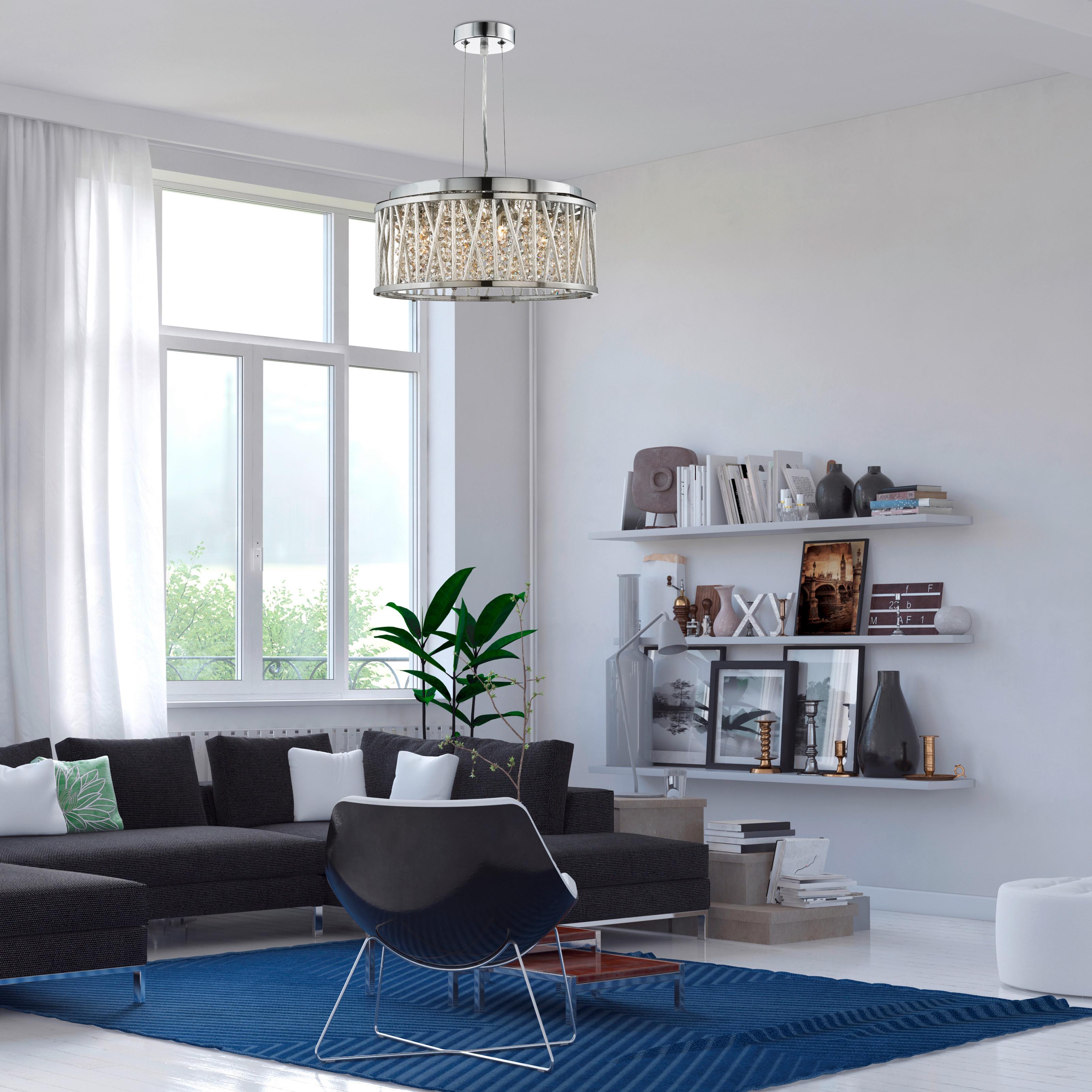 Hängeleuchte Elise H: 135 cm 4-Flammig, höhenverstellbar - Chromfarben, KONVENTIONELL, Glas/Metall (35/135cm)