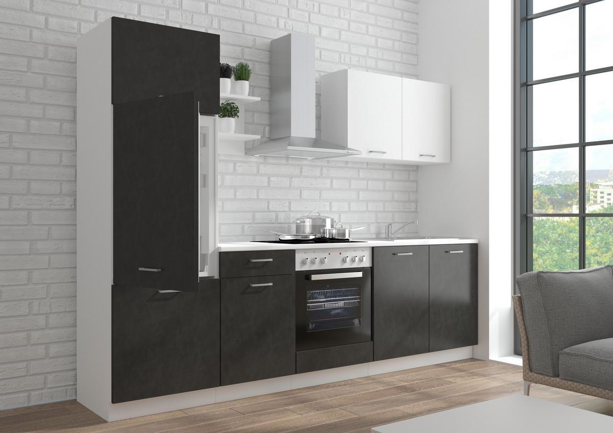 Konyhablokk Gépek Nélkül Promo 270 Cm - grafitszürke/fehér, Design, faalapú anyag (270cm) - P & B
