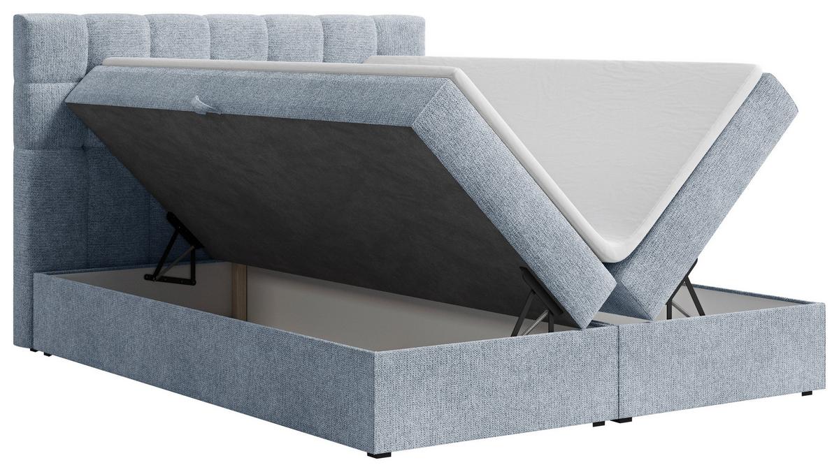 BOXBETT Oslo Blau 140x200cm - Blau/Schwarz, MODERN, Holz/Kunststoff (140/200cm) - MID.YOU