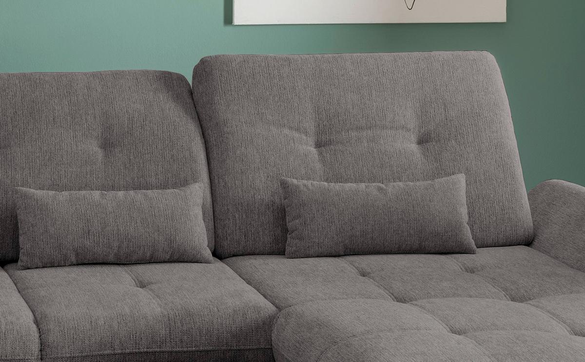 Wohnlandschaft Dalida Mit Schlaffunktion Braun/Grau - Chromfarben/Braun, Design, Textil (254/376/195cm) - Livetastic