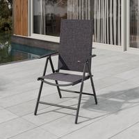 ZAHRADNÍ ŽIDLE NIKI - černá/tmavě šedá, Basics, kov/textil (56/106/54cm)