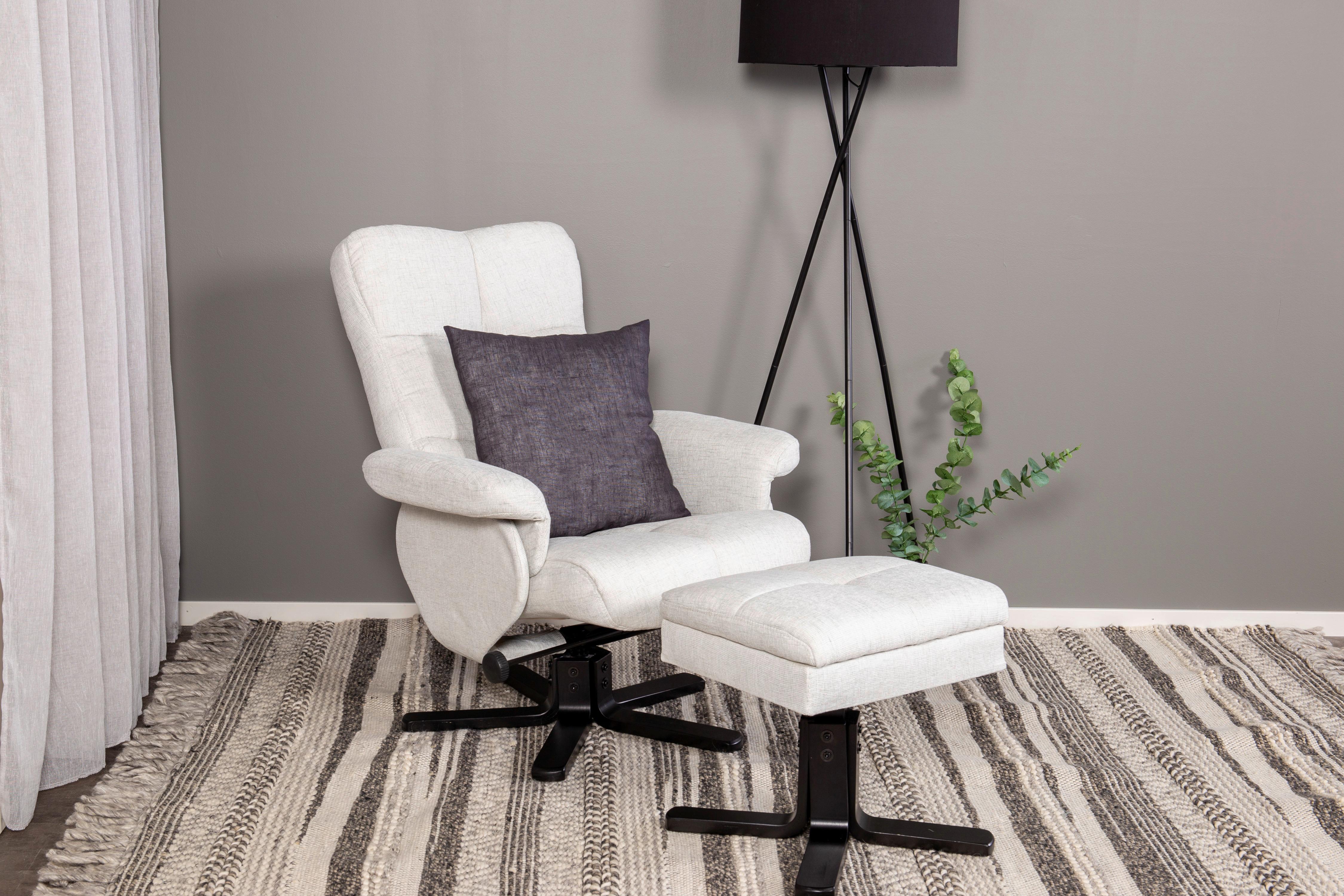 Relaxsesselset Sven - Schwarz/Weiß, Design, Textil/Metall (78/101/90cm) - Livetastic