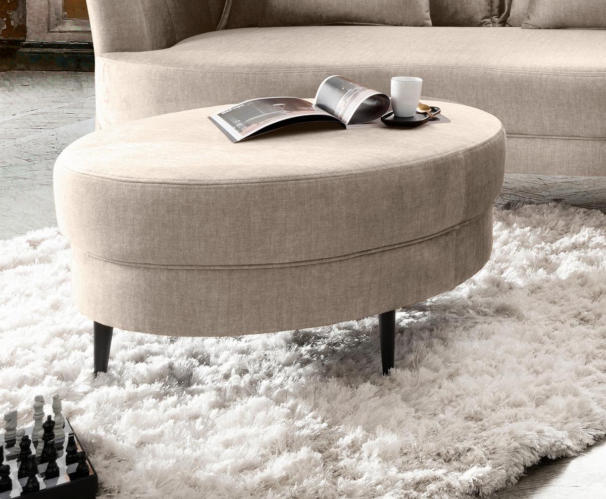 Hocker Pistaccio Beige Velorus, D: 80 Cm - Beige/Schwarz, MODERN, Textil (80/43/80cm) - Livetastic