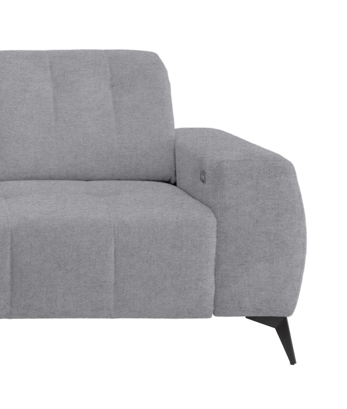 Ecksofa mit USB Anschluss Sano, Hellgrau, S: 180x258 cm - Hellgrau/Schwarz, MODERN, Textil (180/258cm) - Livetastic