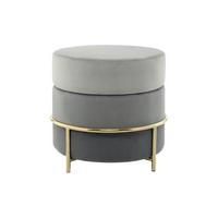 Hocker Pouf Samt Grau H: 46 cm Rund - Goldfarben/Grau, Basics, Holzwerkstoff/Textil (48,5/46/48,5cm) - Kayoom