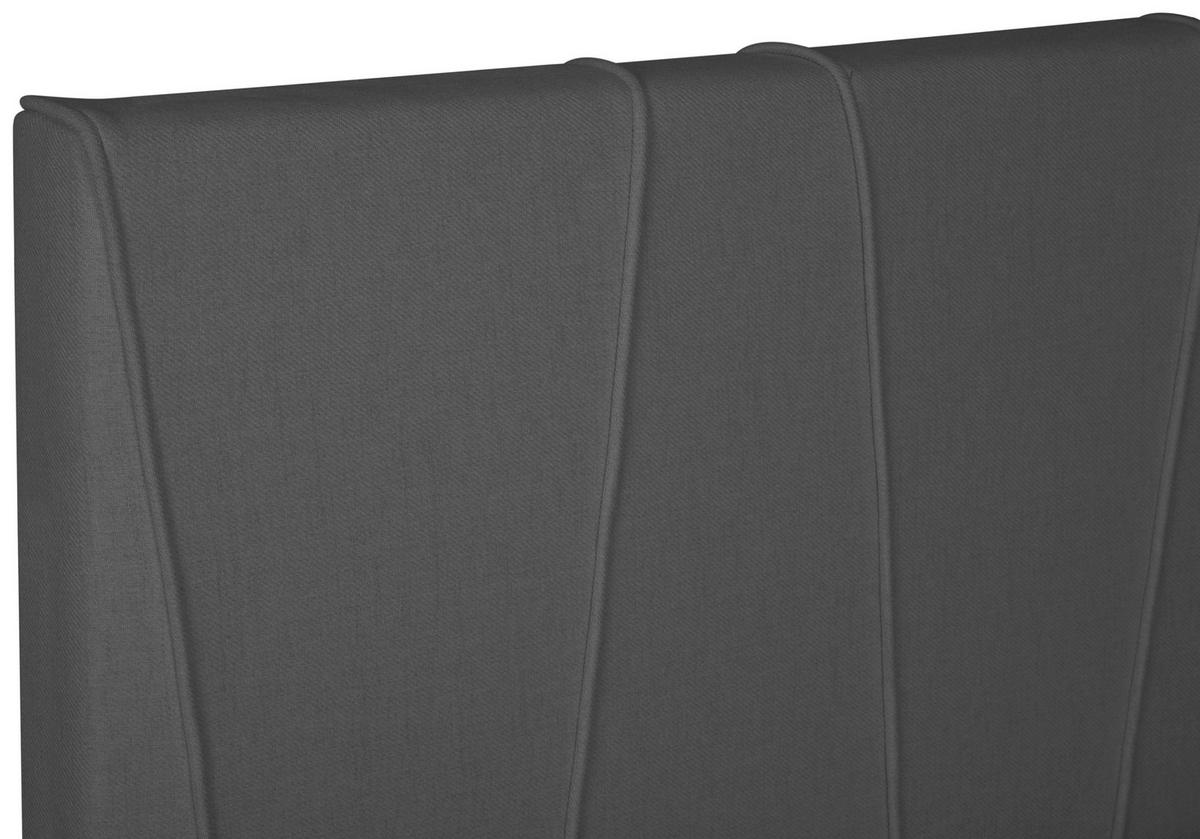 Boxspringbett mit Topper 140x200 cm Wels, Dunkelgrau - Graphitfarben/Schwarz, MODERN, Textil (140/200cm) - MID.YOU