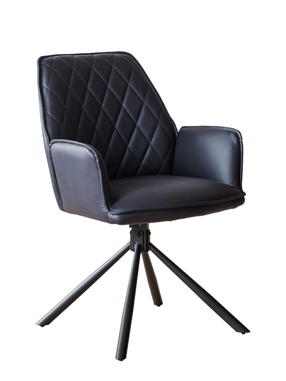 Armlehnstuhl-set Dunkelblau B: 59 Cm - Schwarz/Dunkelblau, MODERN, Textil/Metall (59/89/63cm) - Livetastic