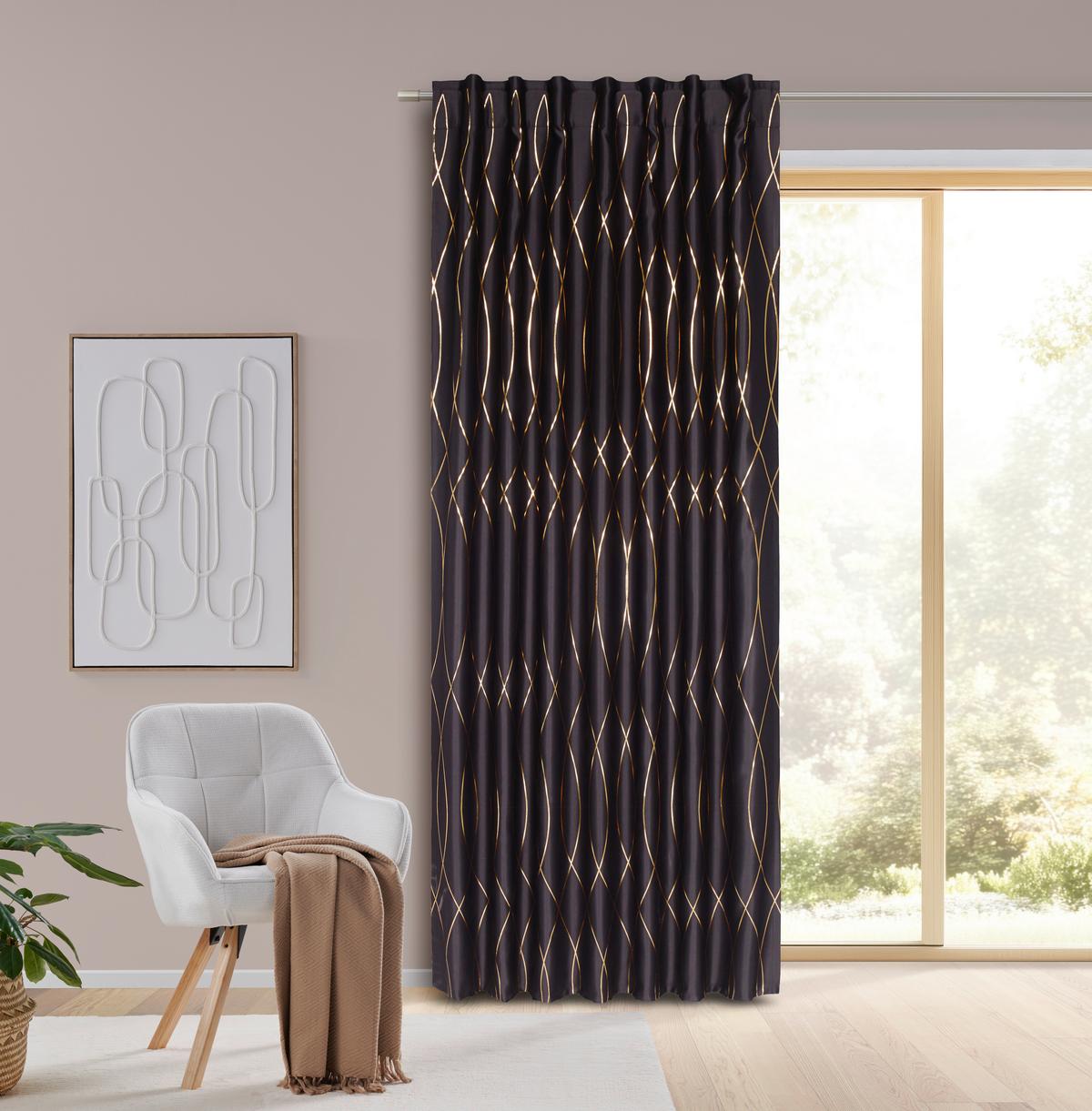 ZATEMŇOVACÍ ZÁVES Glamour, 140/245 cm - čierna/medená, Lifestyle, textil (140/245cm) - Modern Living