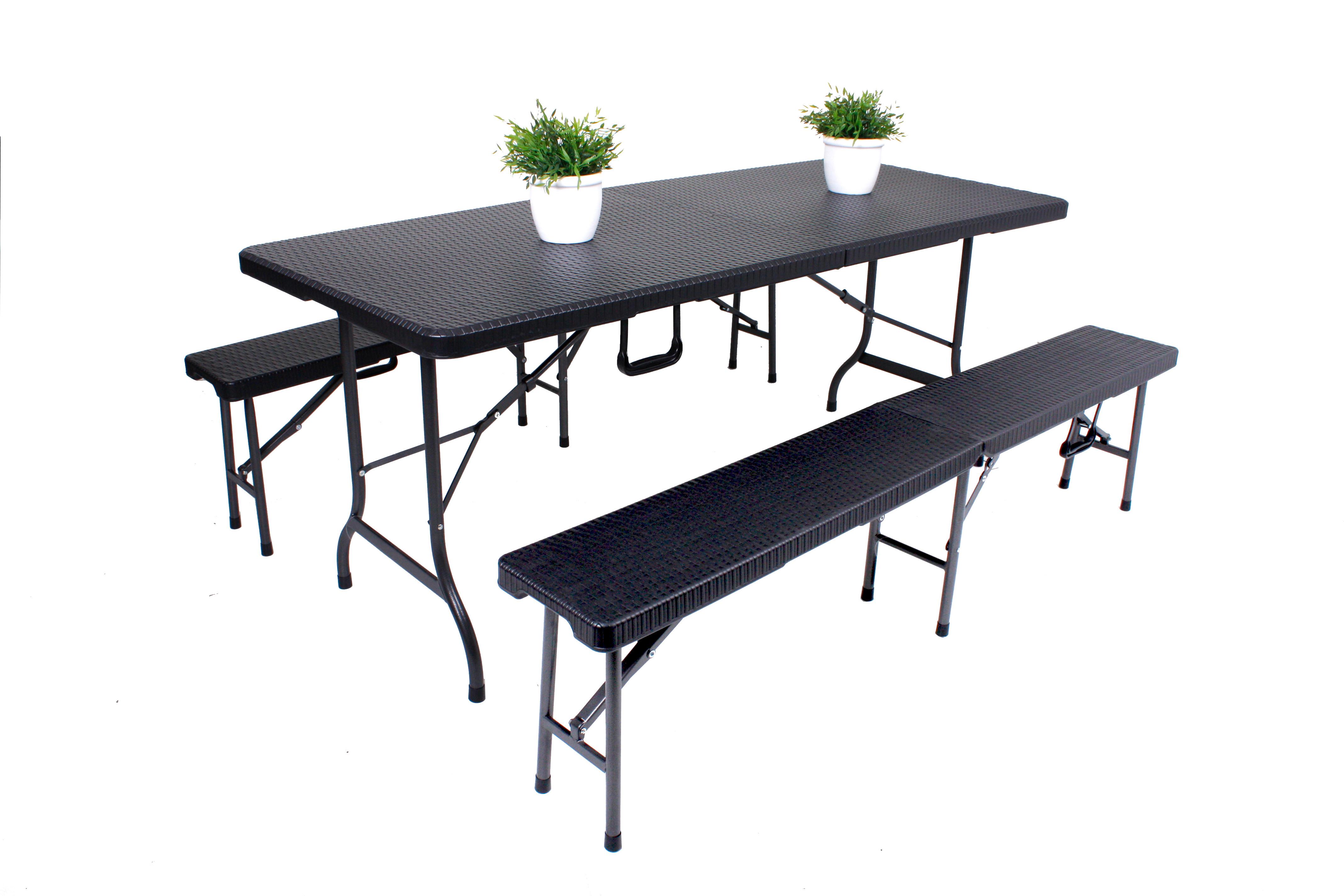 Gartengarnitur 3-tlg. Ventana Metall/kunststoff - Schwarz, Basics, Kunststoff/Metall (180/75/73cm) - Gardenson