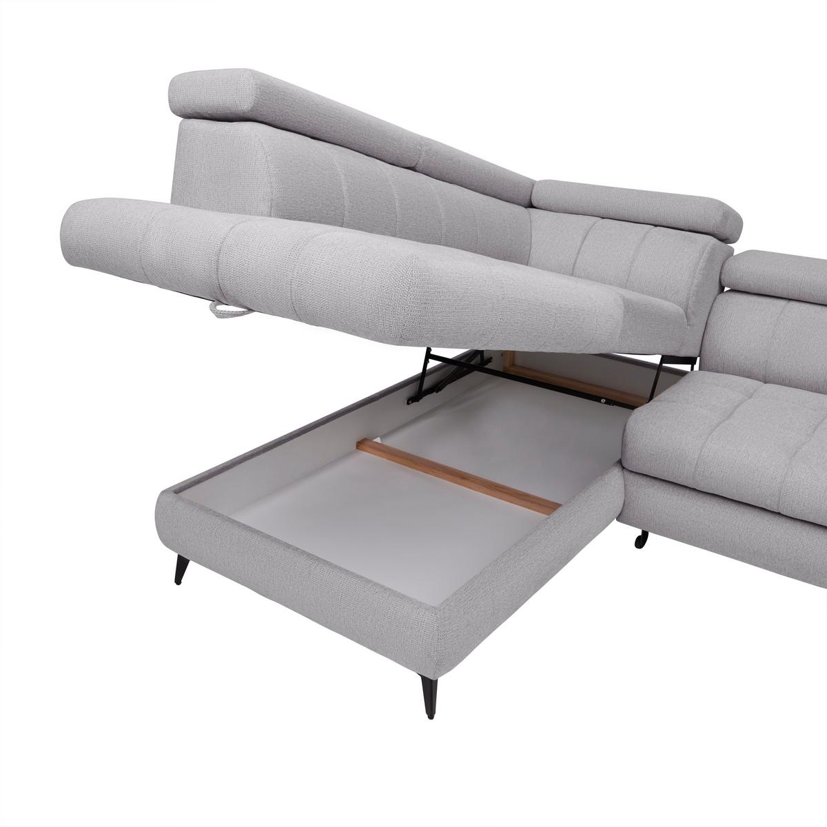 Sedací souprava LOOK, levá, stříbrná - barvy stříbra/černá, Moderní, kov/dřevo (195/82-100/343cm) - Mömax