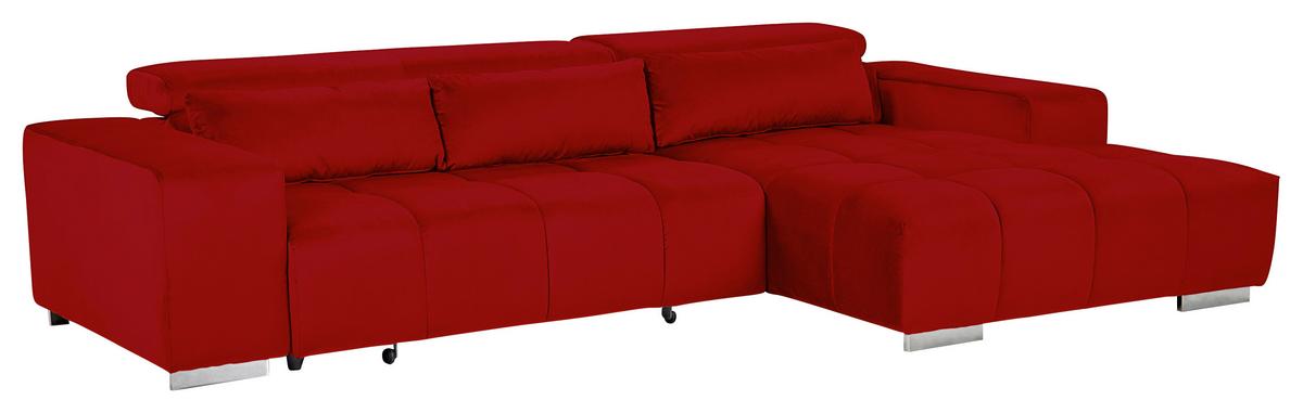 Ecksofa mit Relaxfunktion Orion Kopfstütze Klappbar Rot - Silberfarben/Rot, KONVENTIONELL, Textil (307/186cm) - Livetastic