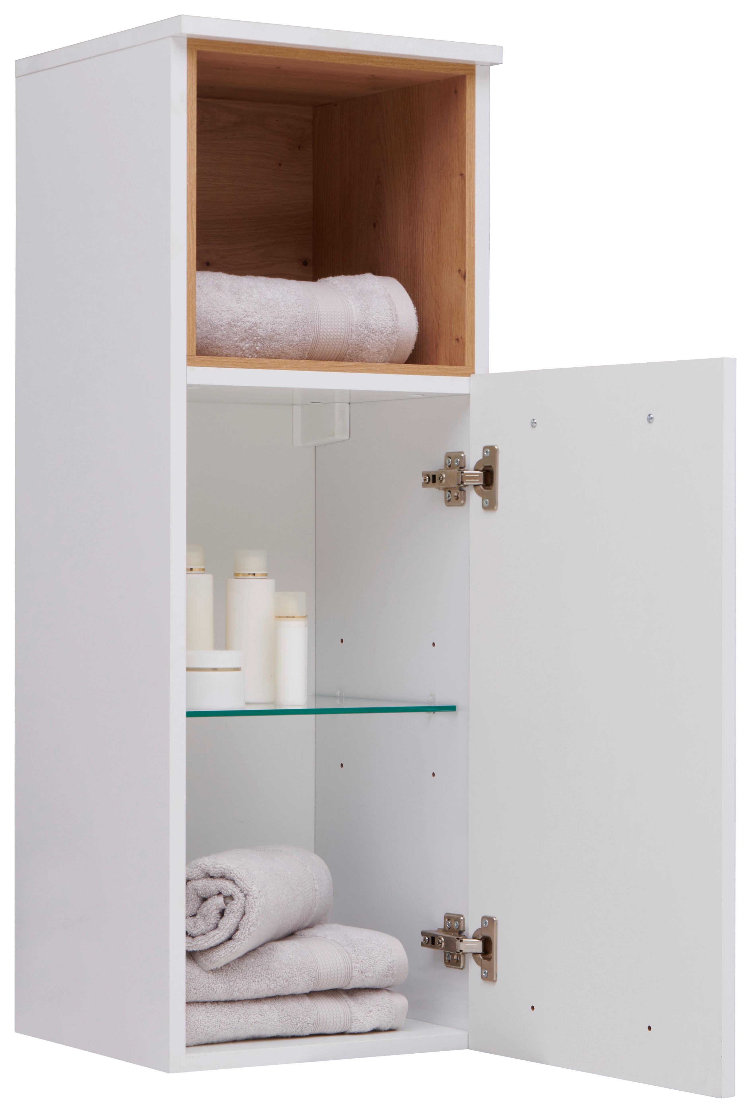 Unterschrank Mit Soft-Close Mura B: 35 cm Weiß/Eichefarben - Weiß, MODERN, Glas/Holzwerkstoff (35/108/33cm)