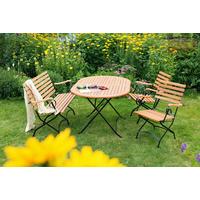 Gartengarnitur 4-tlg. Schlossgarten Echtholz Massiv - Schwarz/Naturfarben, ROMANTIK / LANDHAUS, Holz/Metall (140/75/90cm) - Gardenson