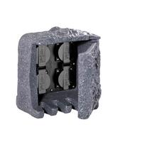 Gartensteckdose Grau 4-Fach, Schukostecker - Grau, LIFESTYLE, Kunststoff (19,0/20,0/20,0cm) - Trio Leuchten