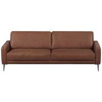 3,5-Sitzer Spring, Dunkelbraun B: 207 cm - Dunkelbraun/Schwarzchrom, Design, Leder (207/85/92cm) - Livetastic