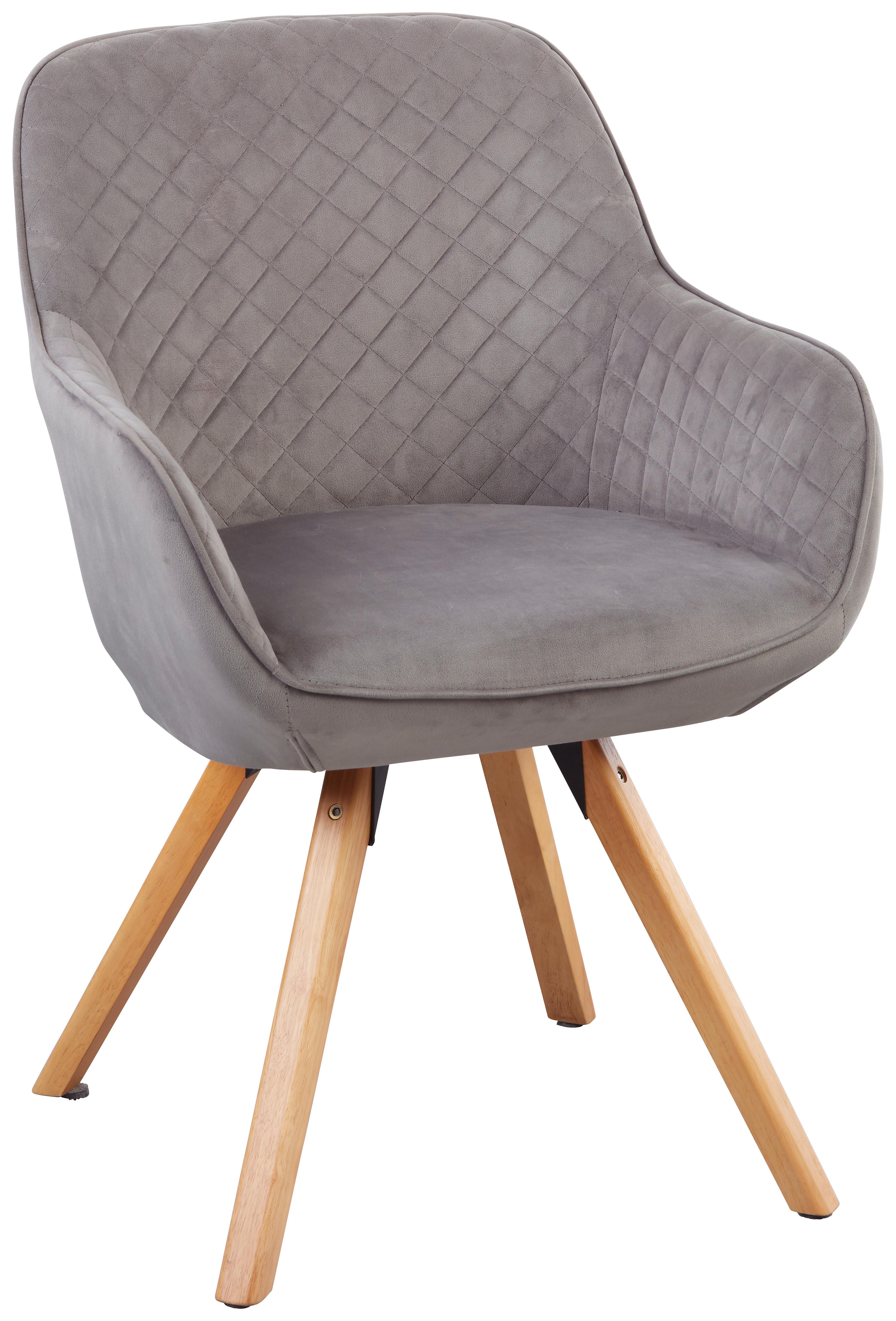 Stolička S Podrúčkami Bago - prírodné farby/sivá, Moderný, drevo/textil (58/85cm) - Modern Living
