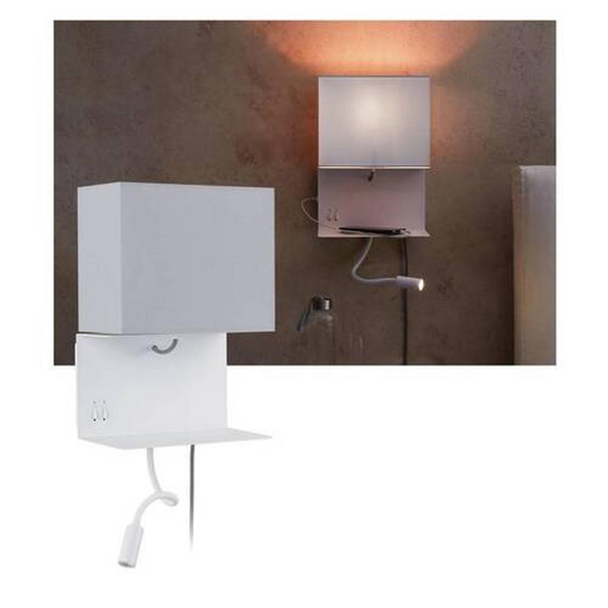 Wandleuchte Merani 1-flammig Mit Lesearm Und Usb-Anschluss - Weiß/Grau, LIFESTYLE, Textil/Metall (25/35,5cm) - Paulmann