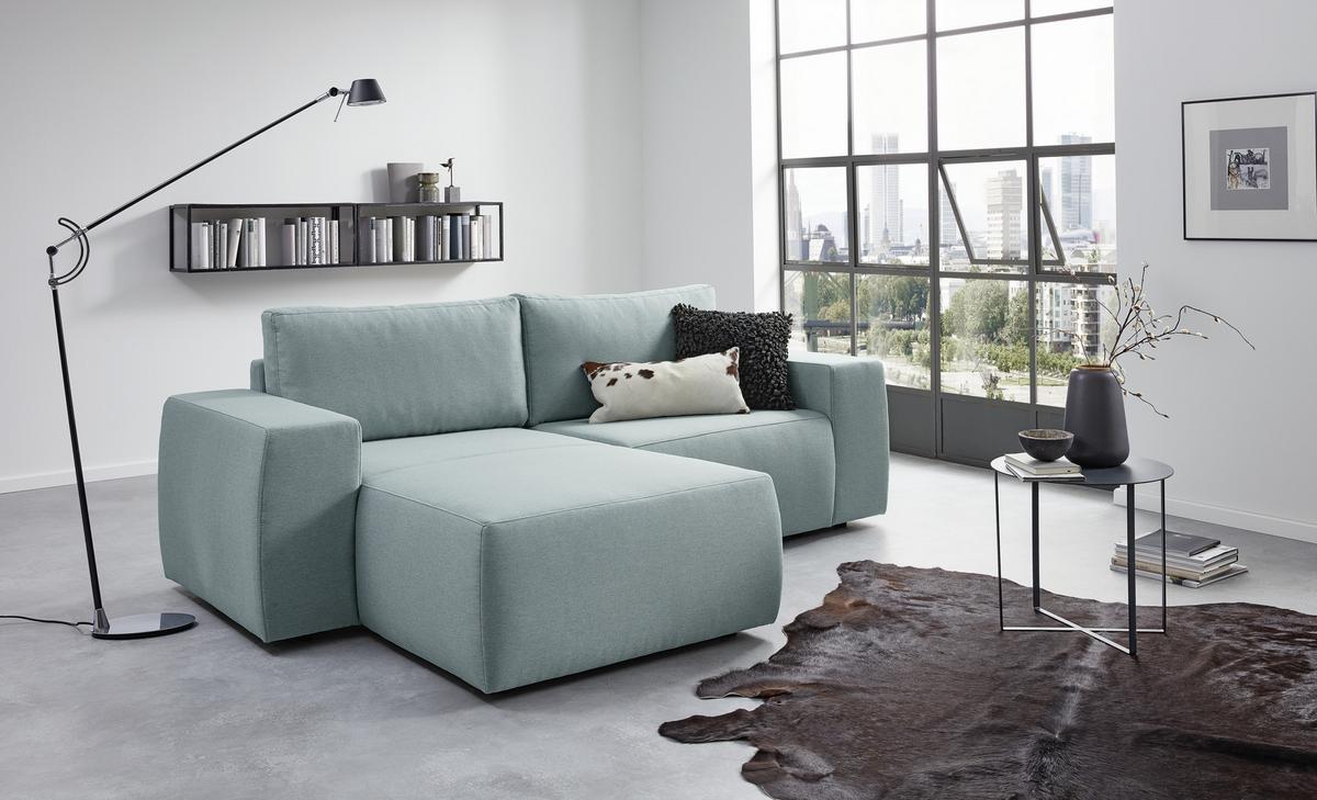 Ecksofa Looks II Hellblau Webstoff - Schwarz/Hellblau, Design, Textil (160/242cm) - LOOKS by W.Joop