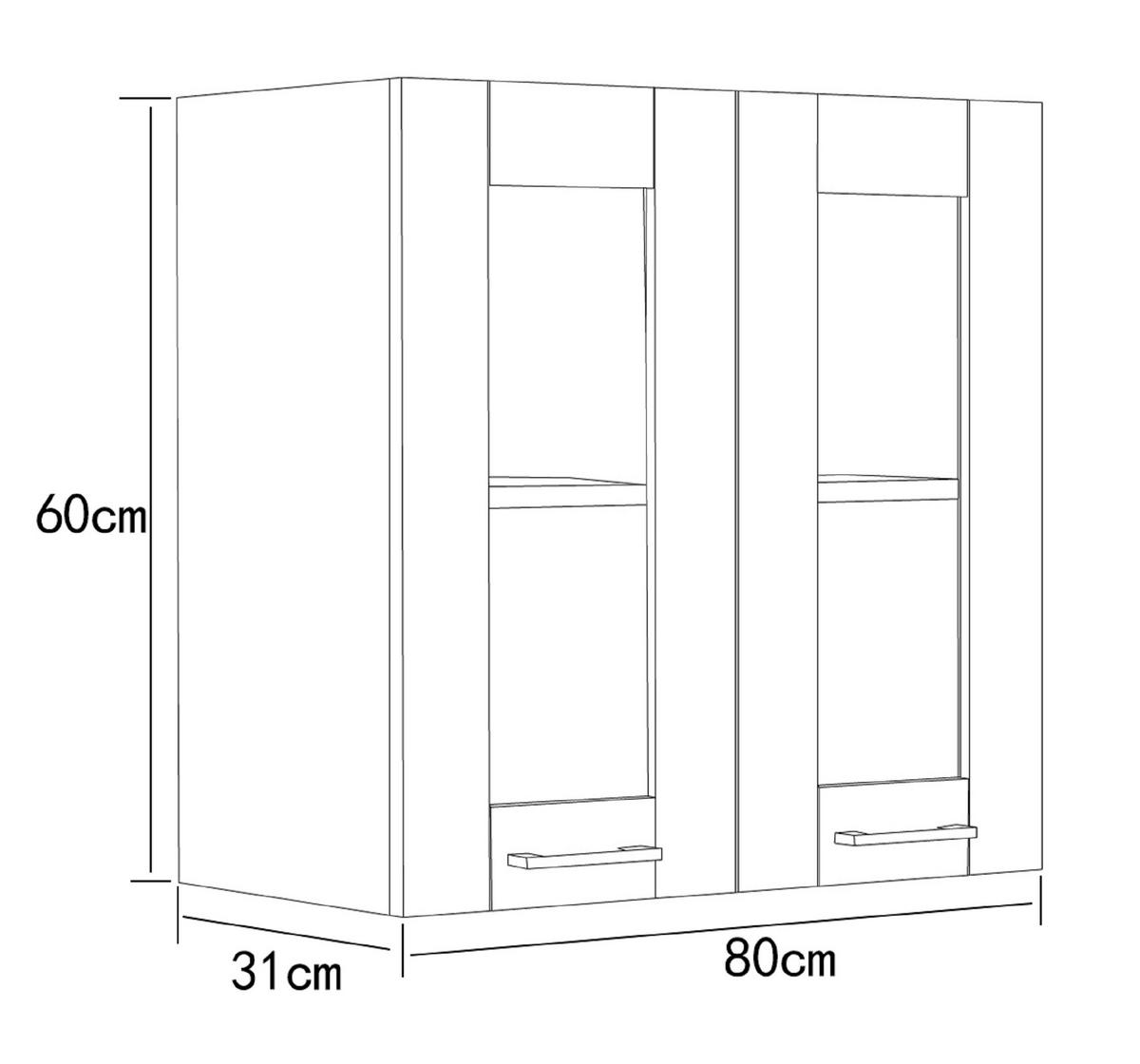 Küchenoberschrank Colura - Anthrazit/Weiß, Trend, Glas/Holzwerkstoff (80/60/31cm) - MID.YOU