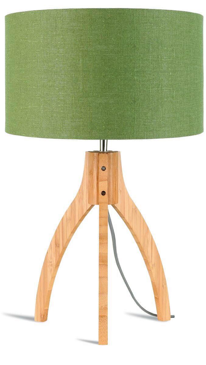 Tischleuchte Annapurna/T/3220/Gf - Naturfarben/Grün, Trend, Holz/Textil (36/54cm) - Good & Mojo