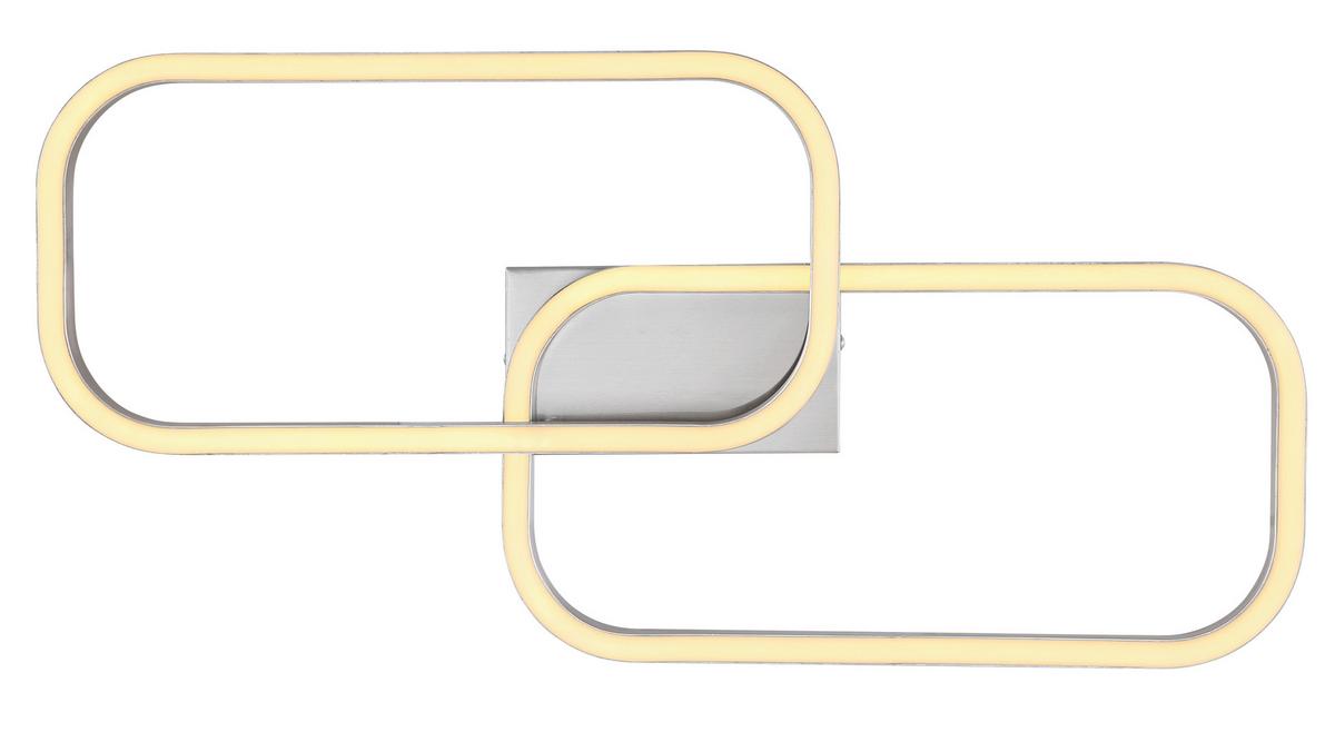 LED-Deckenleuchte L: 62,6 cm, 1-Flammig - Opal/Nickelfarben, Design, Kunststoff/Metall (62,6/30,6/6cm) - Globo